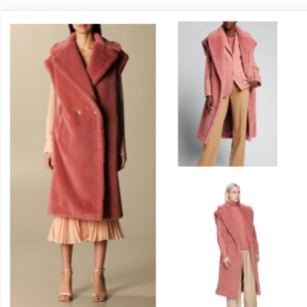 MaxMara Teddy Coat Gettata Vest Alpaca Fur Double Breasted Pink Barbiecore Read